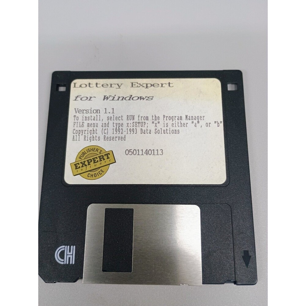 Lottery Expert Software v1.1 for Windows 3.5" Floppy Disk 1992-1993 Vintage